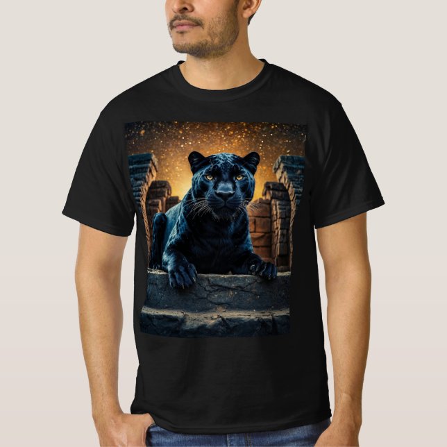 Black Panther and Thai Temple T-Shirt (Front)