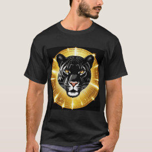 Black Panther Art with a Radiant Golden Halo T-Shirt