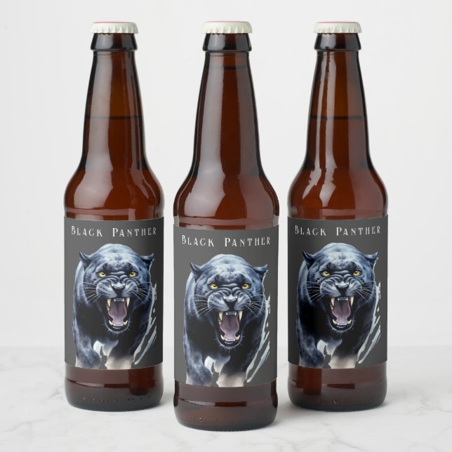 Black Panther  Beer Bottle Label (Bottles)