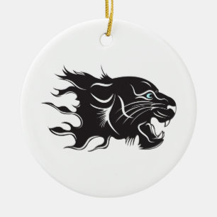 Black Panther Blue Eyes Ceramic Tree Decoration