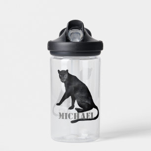 Black Panther Cat Leopard Personalised  Water Bottle
