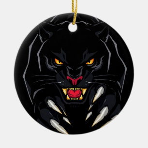 Black panther ceramic tree decoration