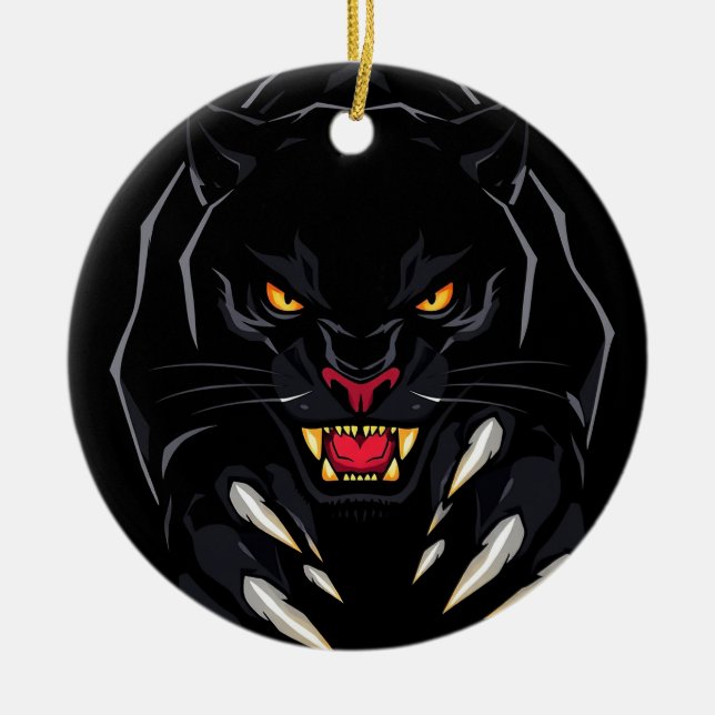 Black panther ceramic tree decoration (Front)