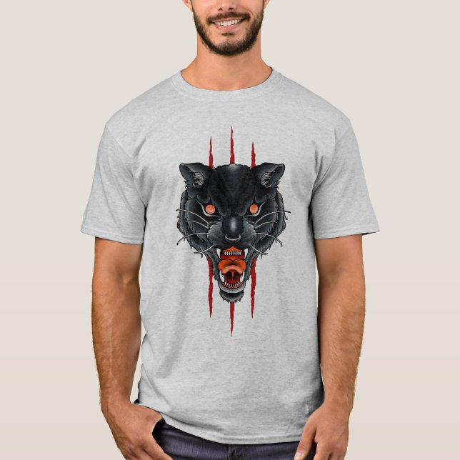 Black Panther Claw Scratch Tattoo T-Shirt (Front)