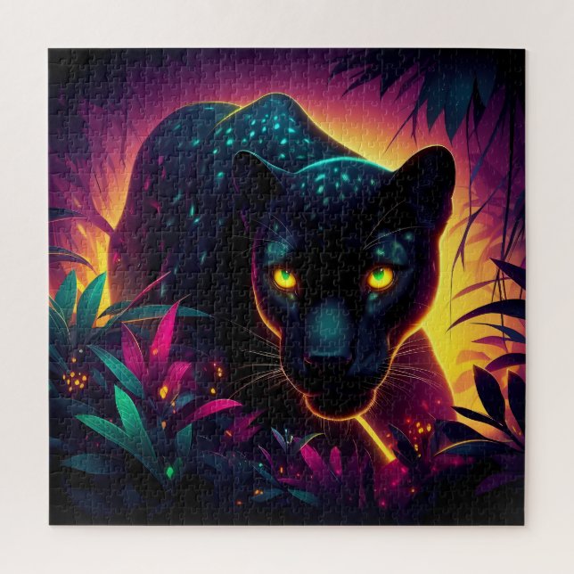 Black panther Colourful Exotic Jungle forest  Jigsaw Puzzle (Vertical)