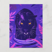 Black Panther Crouching in a River