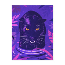 Black Panther Crouching in a River