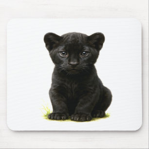 Black Panther Cub with Big Eyes Mouse Mat