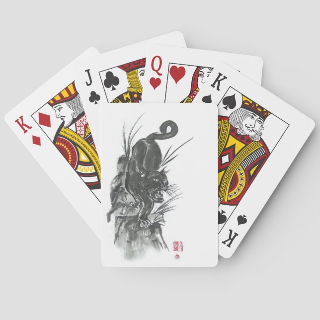 Black Panther Descending Art Playing Cards (Back)