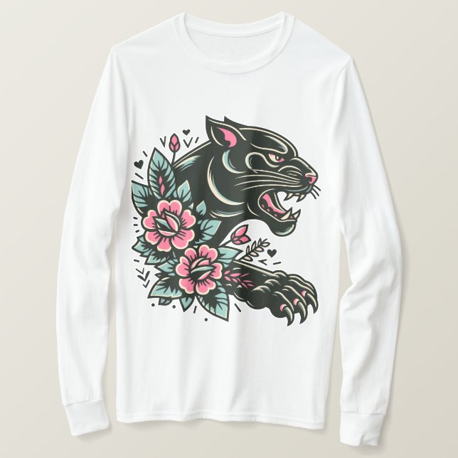 Black Panther Flower T-Shirt (Design Front)
