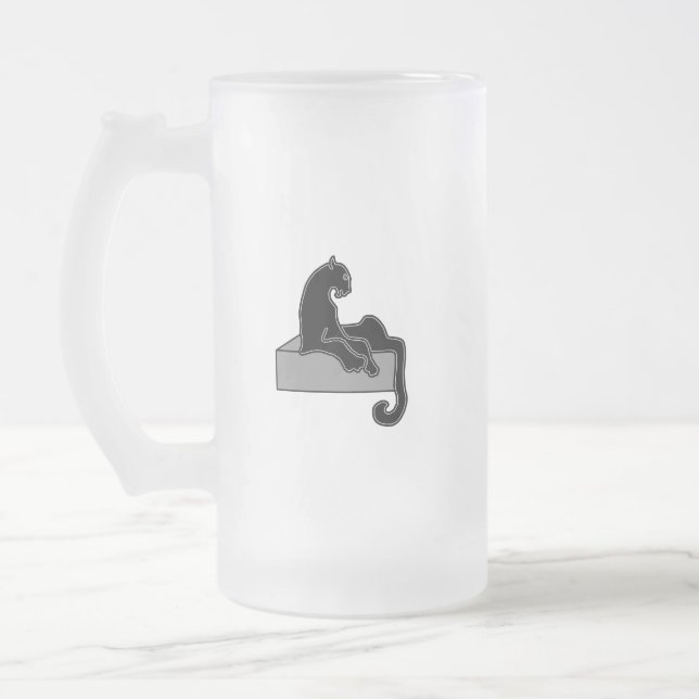 black Panther Frosted Glass Beer Mug (Left)