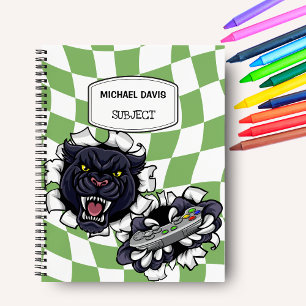 Black Panther Gamer Holding A Videogame Controller Notebook