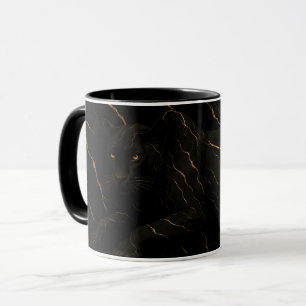 Black Panther Gold Marble Art Mug