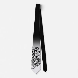 Black Panther Gothic Luxury Black White Gradient Tie