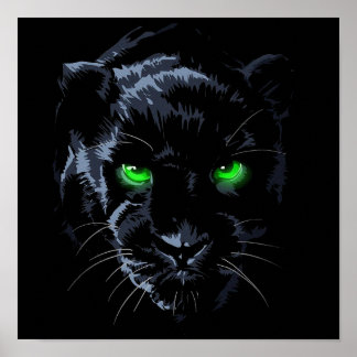 Black Panther green eye black Poster