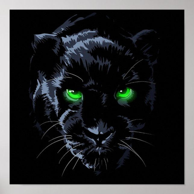 Black Panther green eye black Poster (Front)