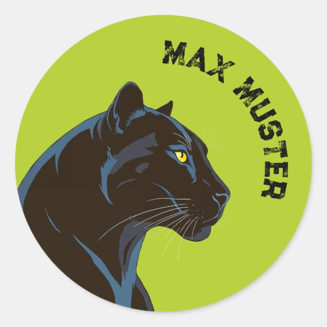 Black Panther - green ・ round Classic Round Sticker (Front)