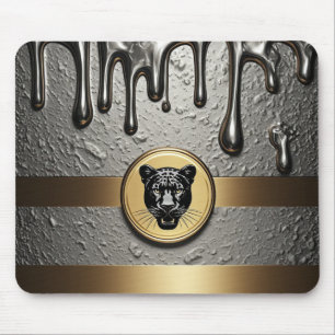 Black panther Head With Metallic Drip Style 🐆 Mouse Mat