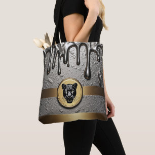 Black panther Head With Metallic Drip Style 🐆 Tote Bag