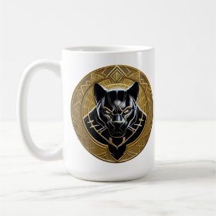 Black Panther Icon With Golden Geometric Backdrop Coffee Mug