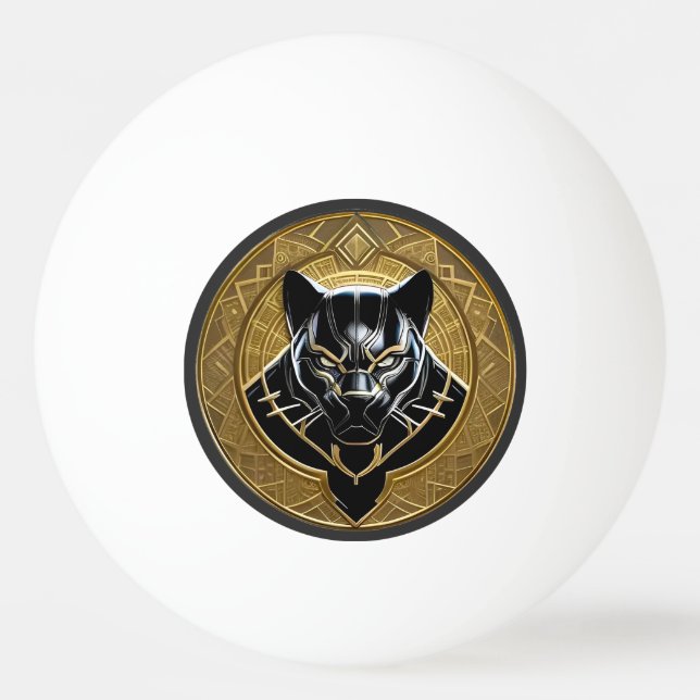 Black Panther Icon With Golden Geometric Backdrop Ping Pong Ball (Front)
