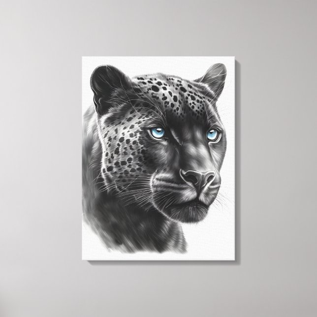 Black Panther Illustration - Pencil Drawing Canvas Print (Front)