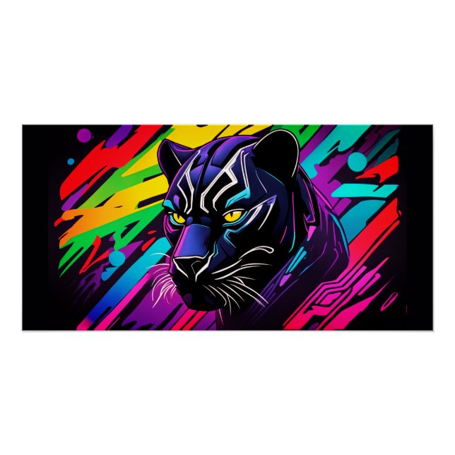 Black panther in graffiti style poster (Front)