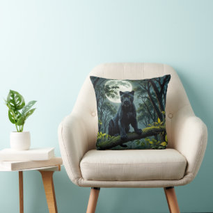 Black Panther In Moonlight Cushion