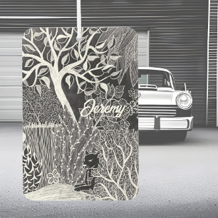 Black panther in the jungle - pencil drawing car air freshener