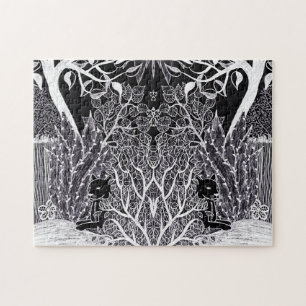 Black panther in the jungle - pencil drawing   jigsaw puzzle