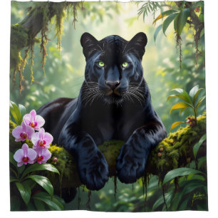 Black Panther in the Jungle Shower Curtain