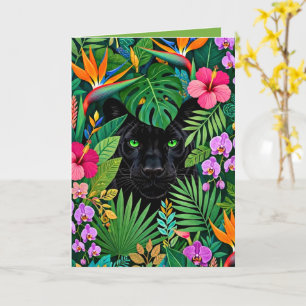 Black Panther Jungle Flowers & Tropical Foliage Card