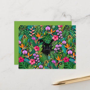 Black Panther Jungle Flowers & Tropical Foliage Postcard
