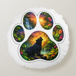 Black Panther Jungle Paw Design Round Cushion