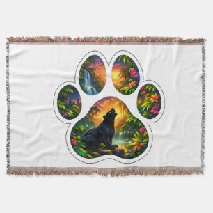 Black Panther Jungle Paw Design Throw Blanket