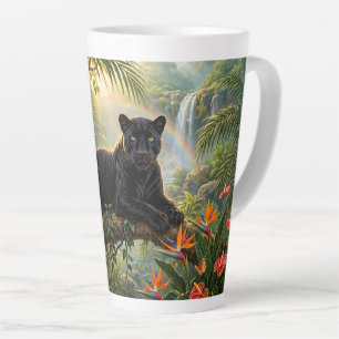 Black Panther Kenya Jungle Flowers Waterfall Latte Mug