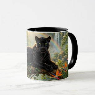 Black Panther Kenya Jungle Flowers Waterfall Mug