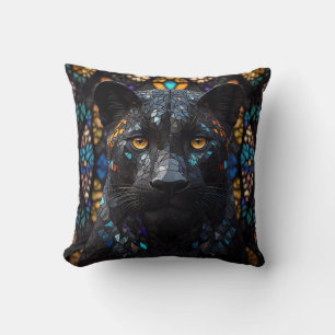 Black Panther Mosaic Stained Glass Cushion