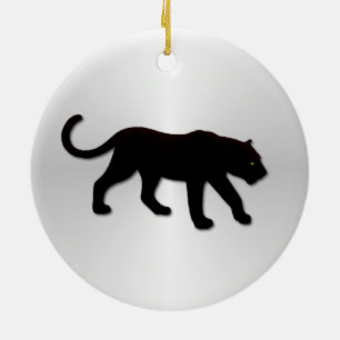 Black Panther on Silver Ceramic Tree Decoration