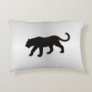 Black Panther on Silver Decorative Cushion
