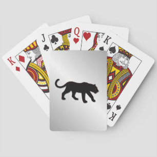 Black Panther on Silver Playing Cards