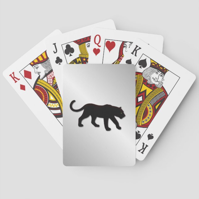 Black Panther on Silver Playing Cards (Back)