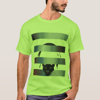 Black Panther Peeking Through Stripes – Minimalist T-Shirt
