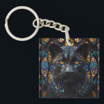Black Panther Portrait Accent Pillow Key Ring<br><div class="desc">Black Panther Mosaic Stained Glass Key Ring</div>