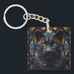 Black Panther Portrait Accent Pillow Key Ring<br><div class="desc">Black Panther Mosaic Stained Glass Key Ring</div>