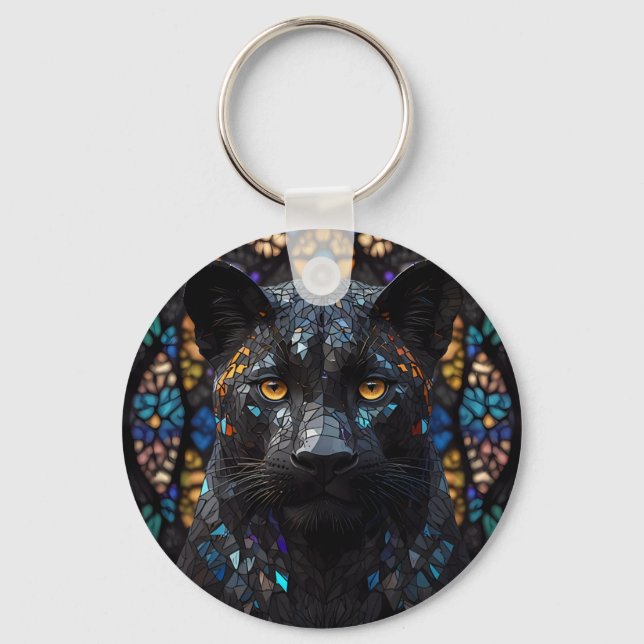 Black Panther Portrait Accent Pillow Key Ring (Front)