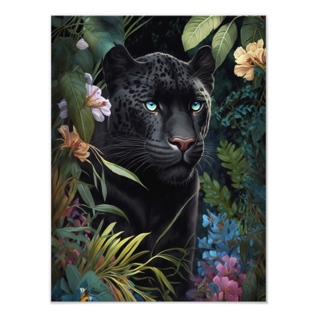 Black Panther Poster in the Forest with Flowers (Front)
