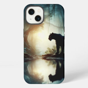 Black Panther Reflected in Pool of Water in Jungle iPhone 13 Case