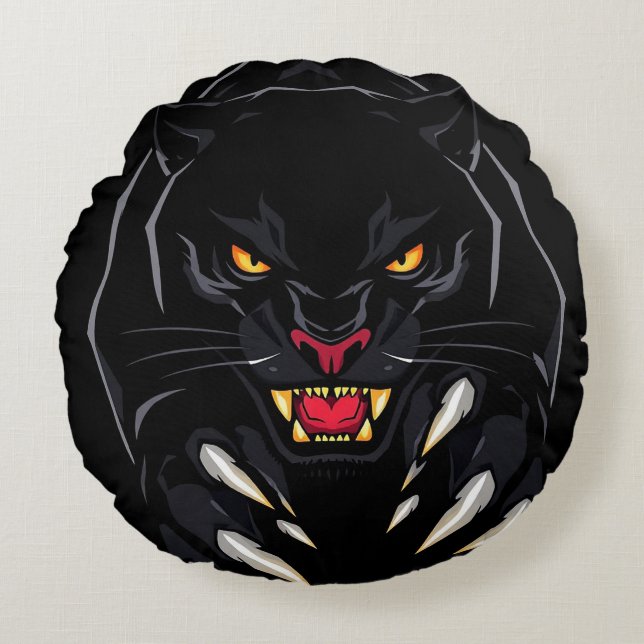 Black panther round cushion (Front)