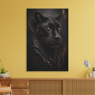 Black Panther Sculptural 3D Luxury Fine Art Canvas Print